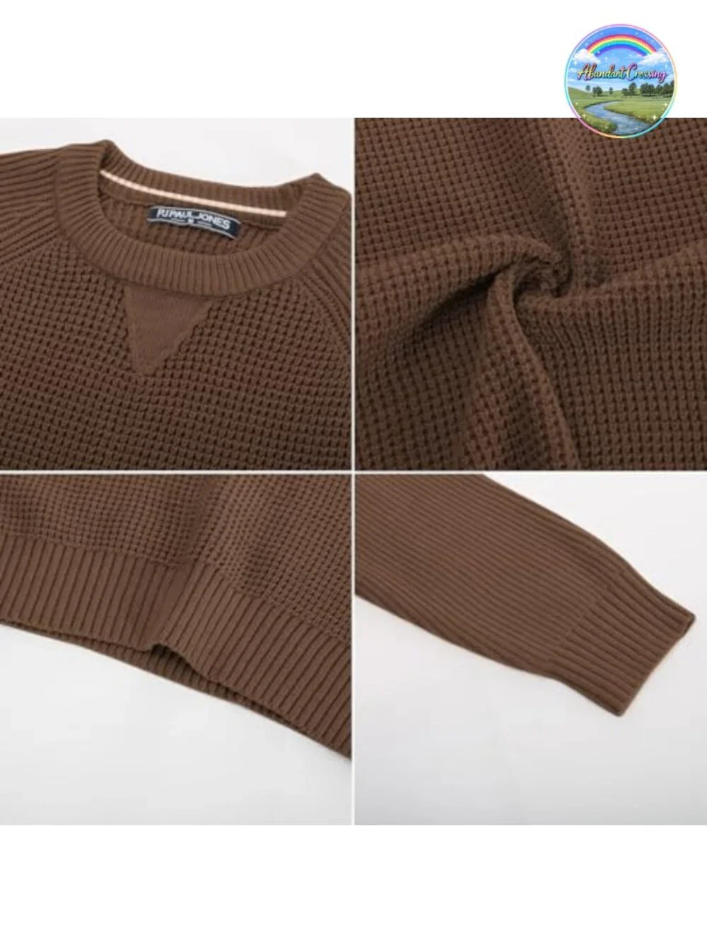 Mens Waffle Knit Pullover Sweater Crewneck Raglan Long Sleeve